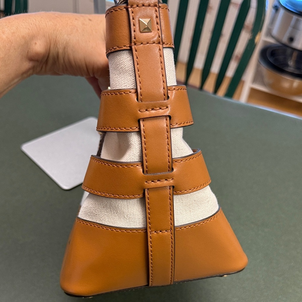 Michael Kors Brown and Cream Striped Tote - Picture 7 of 12